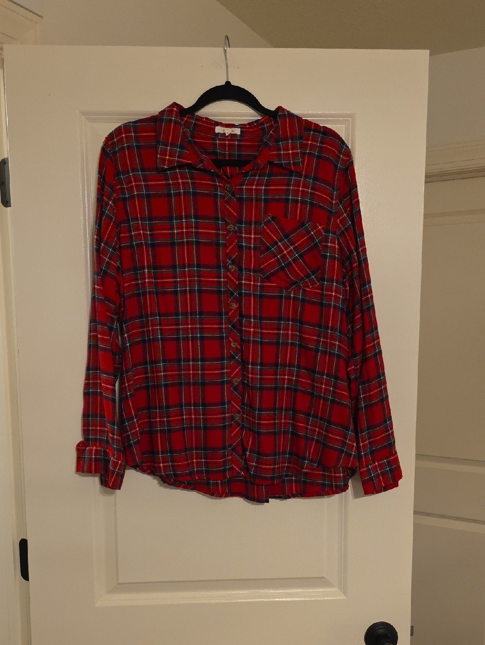 Maurices Red Plaid Flannel Top